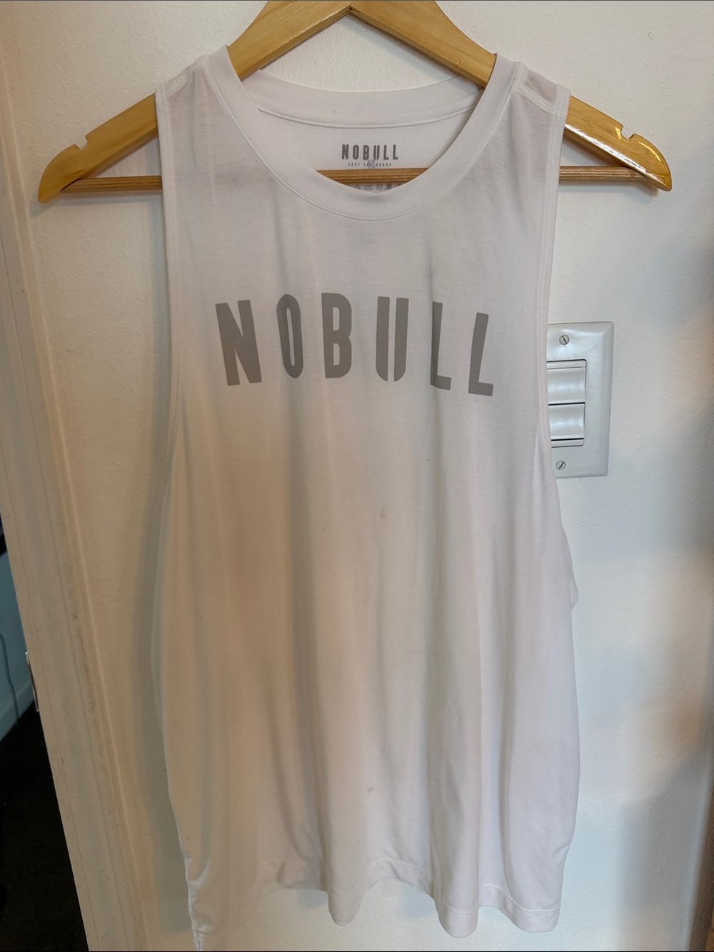 NOBULL White Women's Training Muscle Tank with Gray Logo